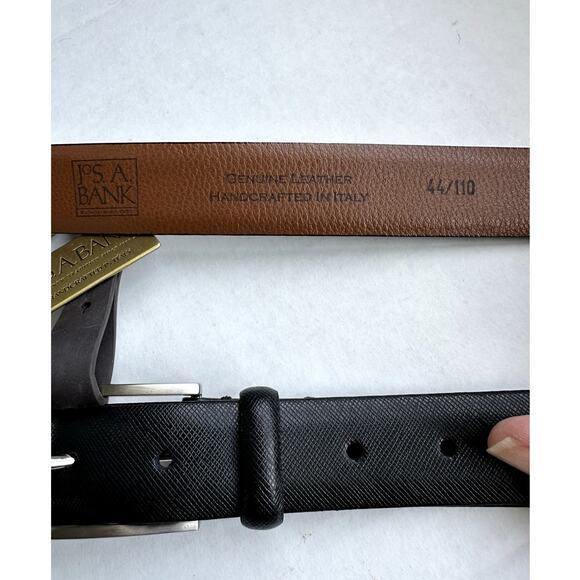 NWT Jos. A Bank Italian Leather Textured Black Belt with Silver Buckle, Size 44 - Picture 2 of 7